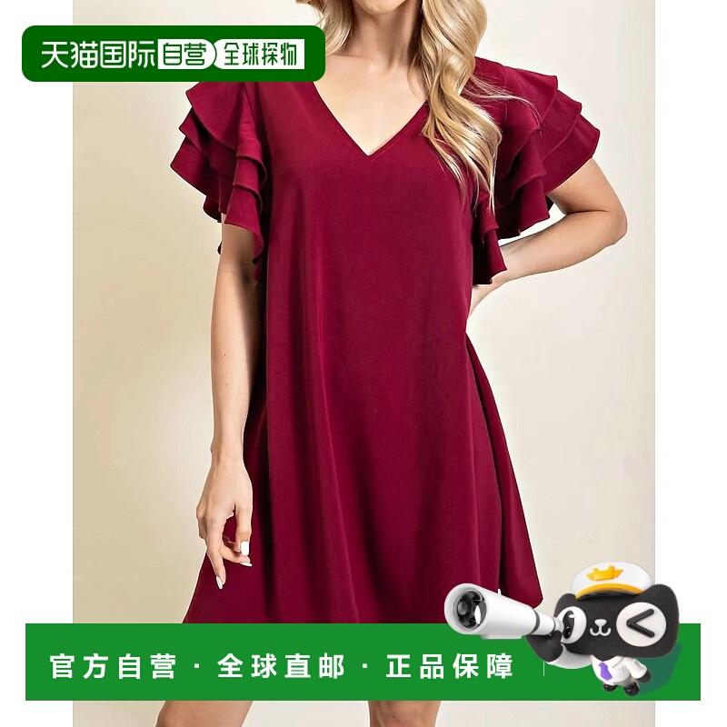 自营glamShift Into The Holidays Dress In Burgundy - burgundy
