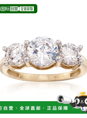 自营 14 克拉黄金 Ross-Simons CZ 3 石戒指 - 白色 美国奥莱直发