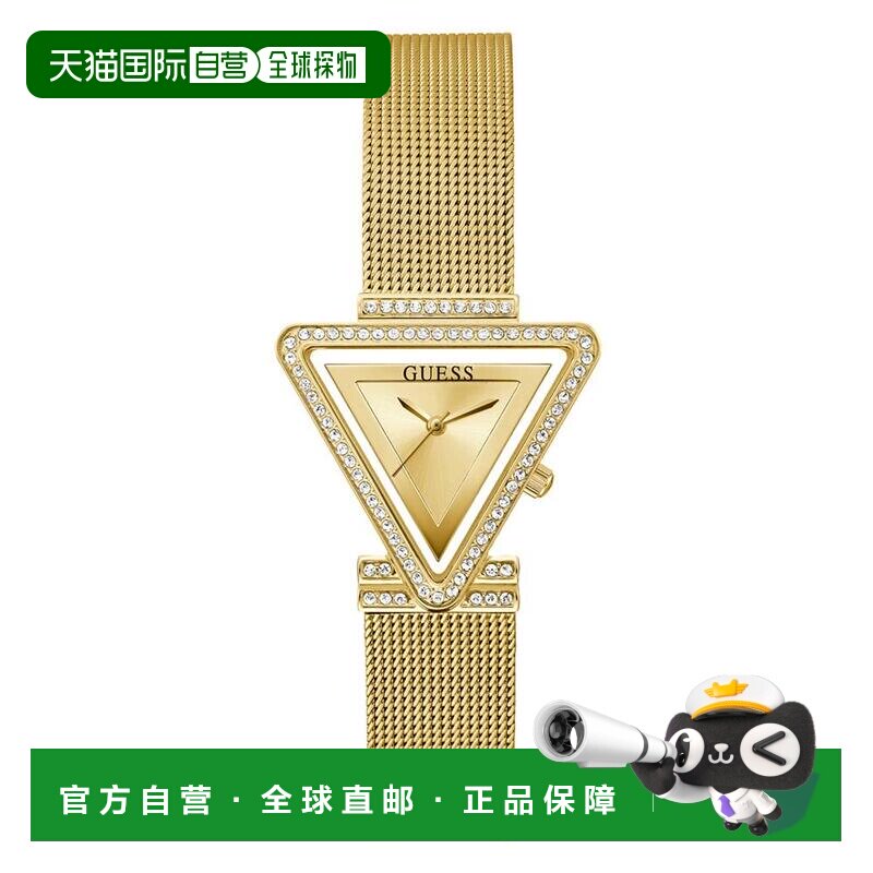 1h可退 【美国直邮】GUESS|女士金色 Glitz 不锈钢网状手链手表，