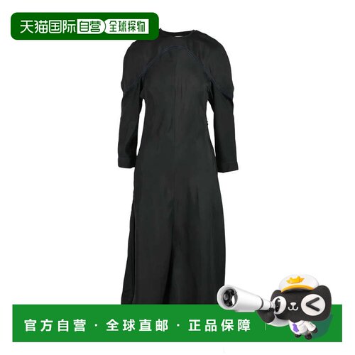 自营jil sanderLong Viscose and Silk Dress - Black - black 美