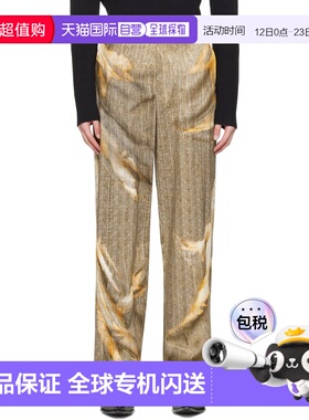 1h可退 香港直邮潮奢 Y PROJECT 男士 驼色印花长裤 201PA002BEIG