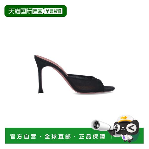 自营amina muaddi黑色Alexa方头真丝骡子-黑色 女鞋美国直发奥莱