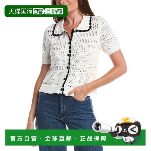 美国直邮自营CeCe衣领开衫-白色 美国奥莱直发针织衫