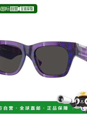 自营Burberry 女士 52 毫米紫色格纹太阳镜 - 紫色格纹 【美国奥