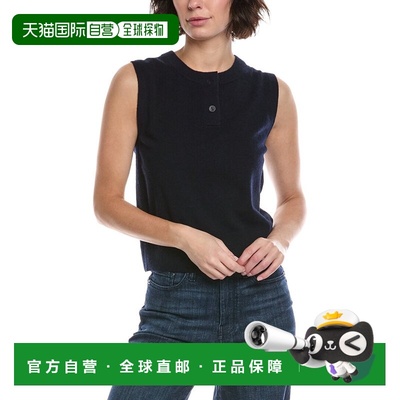 自营Vince Wool & Cashmere-Blend Henley Crew Neck Shell - blu