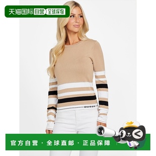 美国奥莱直发针织衫 甜美奶油多色 guess生态Cindy条纹毛衣 自营