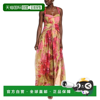 自营Badgley Mischka Floral Pleated Waist Gown - pink 美国奥