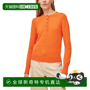 自營 warren亮橘色羊絨紐扣亨利衫 亮橘色 美國奧萊直 white