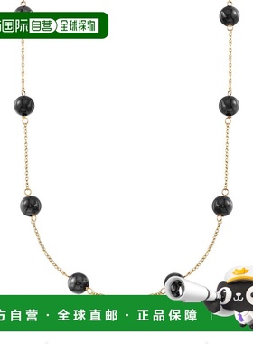 自营 Ross-Simons 8 毫米黑色缟玛瑙珠站项链 14 克拉黄金 36 英