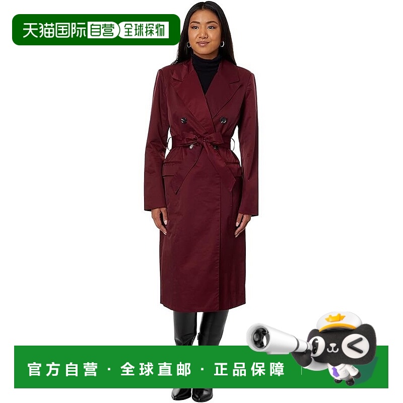 自营Avec Les Filles Trench Coat Women's  Burgundy Cotton Str