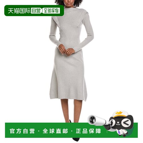 自营Gracia Mock Neck Knit Maxi Dress - gray 美国奥莱直发