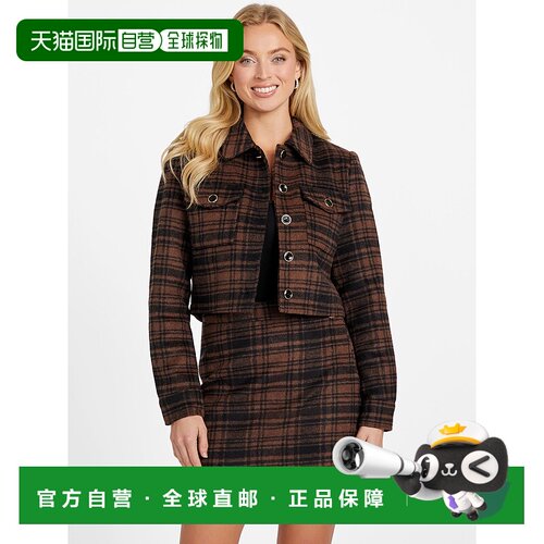 自营guessMiller Plaid Jacket - brown oak multi 美国奥莱直发