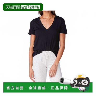 自营monrowRelaxed V-Neck Tee In Black - black 美国奥莱直发