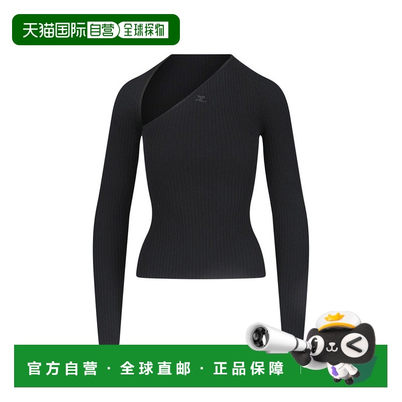 自营 courreges黑色面料Slash Logo上衣-黑色 美国奥莱直发