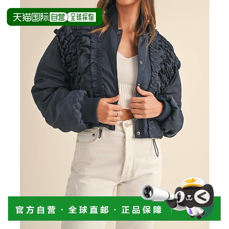 自营mableJessenia Ruffle泡泡夹克海军蓝-海军蓝 美国奥莱直发