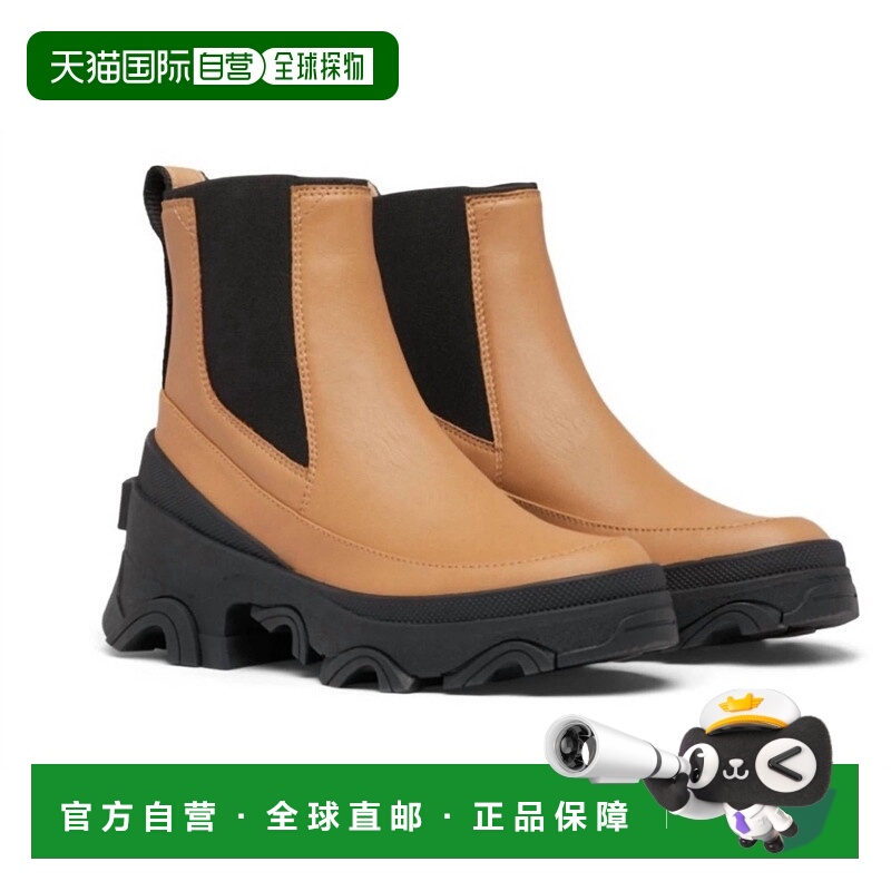 自营sorel女式Brex防水切尔西靴，黄褐色浅黄色/黑色 美国奥莱直