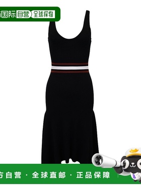 自营 A.L.C.Anders黑色粘胶纤维手帕麻针织迷笛裙-黑色 美国奥莱