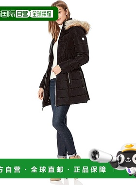 自营 Laundry by Shelli Segal 黑色束腰羽绒连帽外套 - 黑色 美