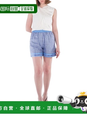 自营 Burberry松紧腰带短裤-毛地黄蓝色ip pat 美国奥莱直发