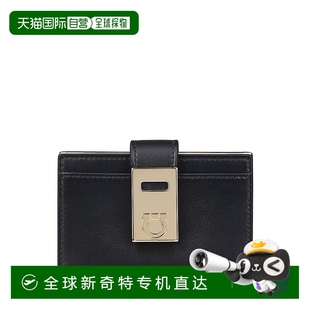 黑色 自营 带金色扣 salvatore 美国奥 ferragamo紧凑型黑色钱包