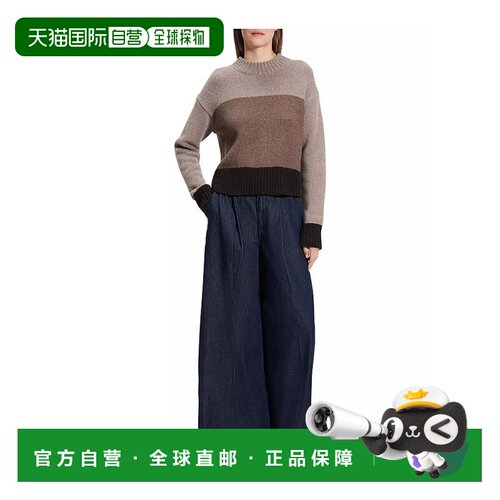 1h可退 【美国直邮】THEORY女士毛衣长袖短款圆领羊毛羊绒针织套