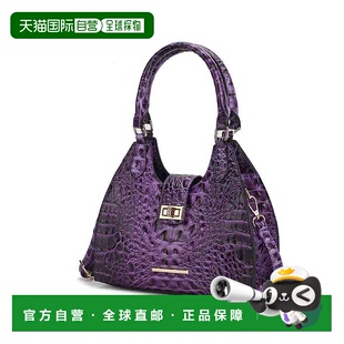 自营 mia k collectionAva Faux Crocodile-Embossed Vegan Leath