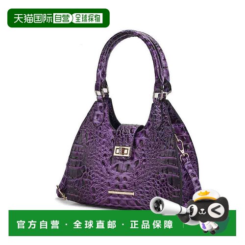 自营 mia k collectionAva Faux Crocodile-Embossed Vegan Leath