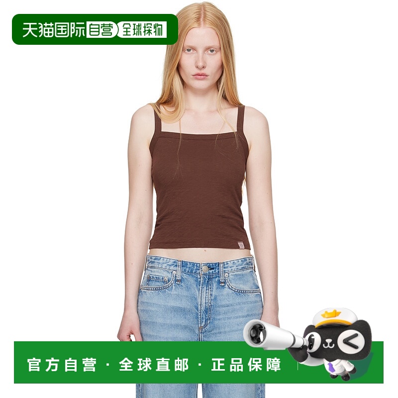 1h可退 香港直邮潮奢 rag bone 瑞格布恩 女士 棕色 The Slub Squ