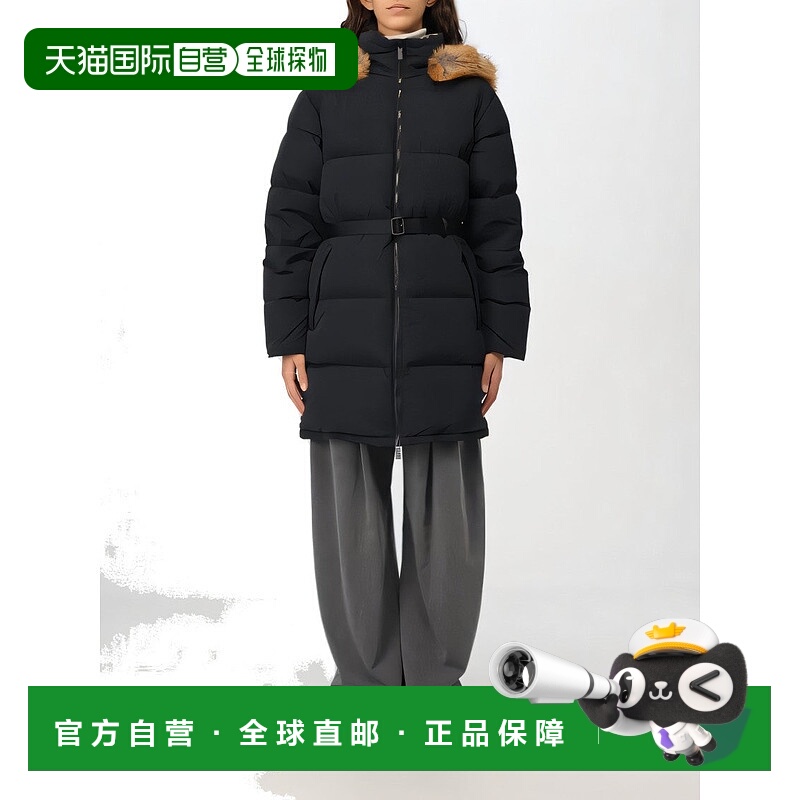 自营burberryQuilted Down Coat With Fur-Trimmed Hood - black