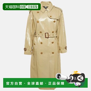 自营Burberry Honey Beige Coated Cotton Double Breasted Long