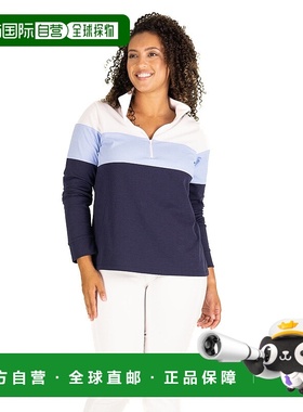 自营 duffield lane蓝色色块的Active Pique Misty四分之一拉链-