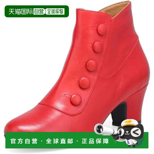 自营Miz Mooz Fredrick靴子女士红色皮革杏仁脚趾脚踝短靴HTAT131