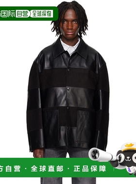 1h可退 香港直邮潮奢 Solid Homme 男士 黑色 Block 皮革夹克 S25