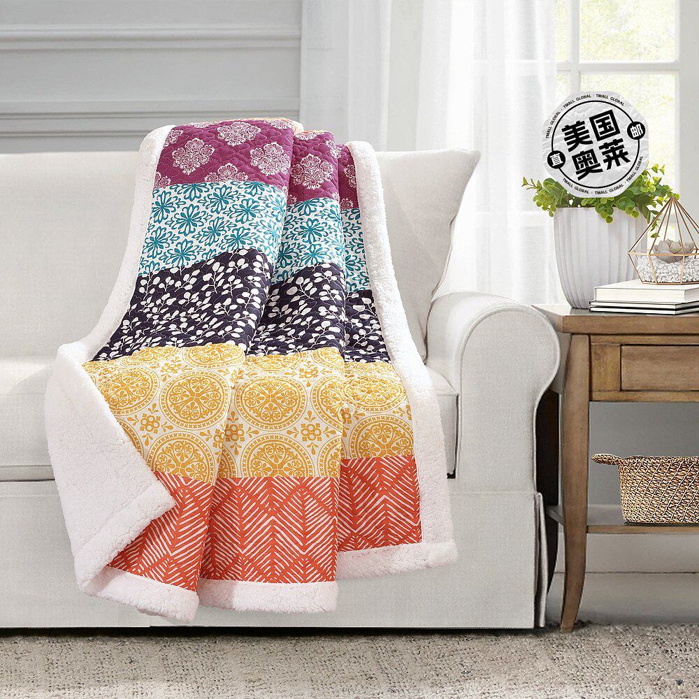 lush decor波西米亚条纹毯夏尔巴人 - fuchsia_orange 【美国奥莱