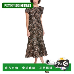 自营Milly Tahlia Rose Organza Embroidered Midi Dress - black