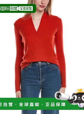 自营sofiacashmere现代人造羊毛和羊绒混纺毛衣-橙色 美国奥莱直