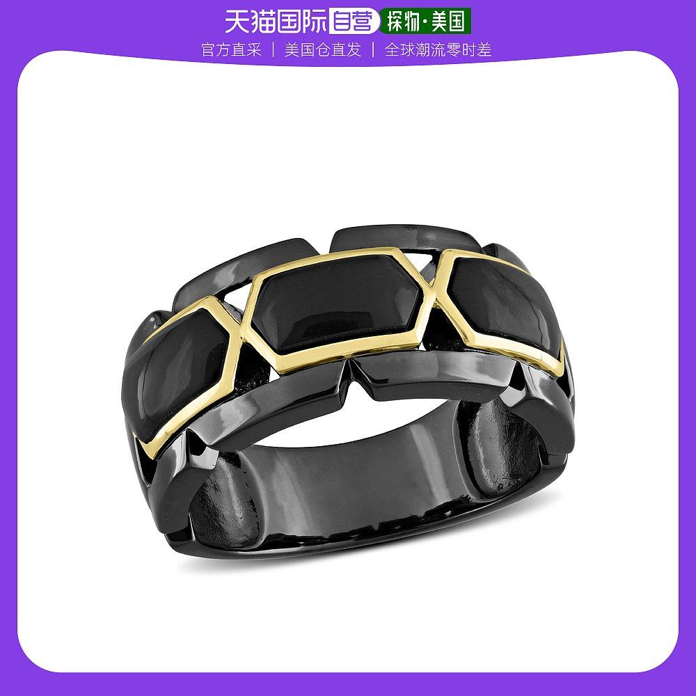 美国直邮julianna b男士戒指黑金不规则几何形状镂空设计百搭
