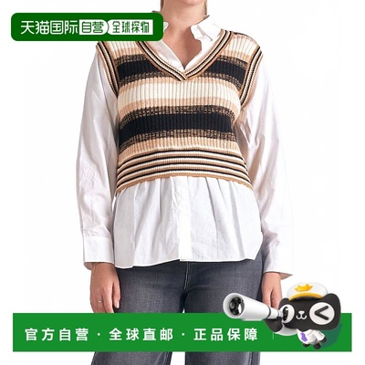 自营elanSweater Vest Blouse In Beige Multi - beige multi 美