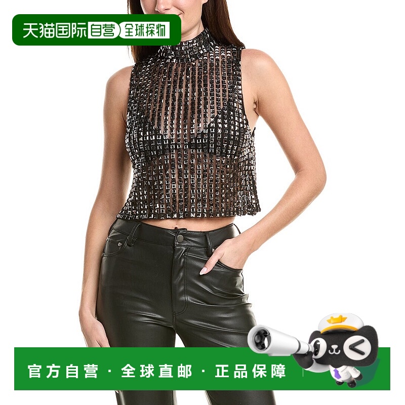 自营l'agenceL’AGENCE Yun Crystal Mock Neck Tank - grey 美国