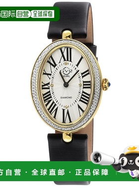 自营 GV2 Piazza Navona女式Lt金色表壳，银色/白色表盘，黑色手-