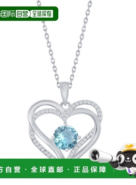 自营 simona纯银双心 CZ 吊坠带链 - 浅绿色 美国奥莱直发