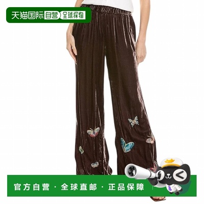 自营johnny wasLuciana Velvet Wide Leg Pant In Coffee Brown -