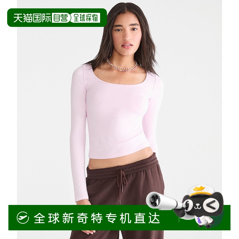 自营 Aeropostale长袖蝴蝶色软圆领T恤-浅紫色529 美国奥莱直发