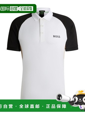 自营 bossActive Paddy 带网眼嵌件的拼色 Polo 衫 - 白色 美国奥