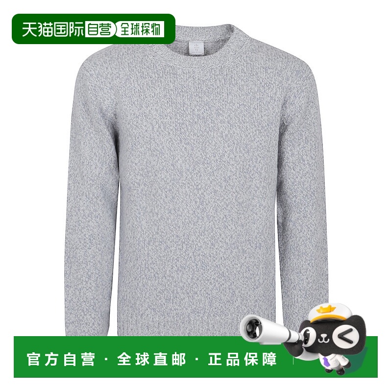自营 eleventy麻灰色圆领毛衣，带罗纹镶边-灰色 美国奥莱直发
