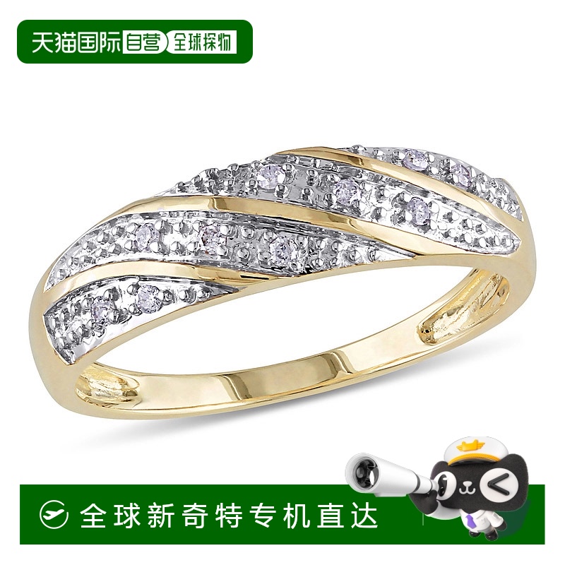 美国直邮Julianna B男士结婚戒指10k金拧纹设计镶嵌钻石时尚