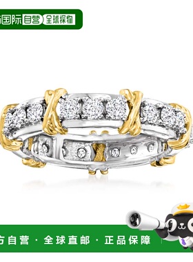 自营Ross-Simons Diamond X Station 14kt 2-Tone Gold 永恒戒指