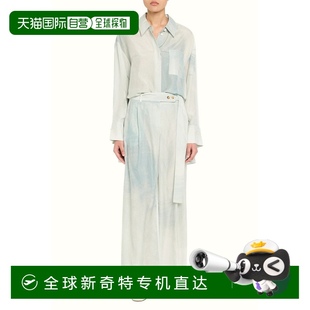 帶加長腰帶 自營 wu高腰前襟直腿哈博泰長褲 藍(lán)色 jason 美國奧
