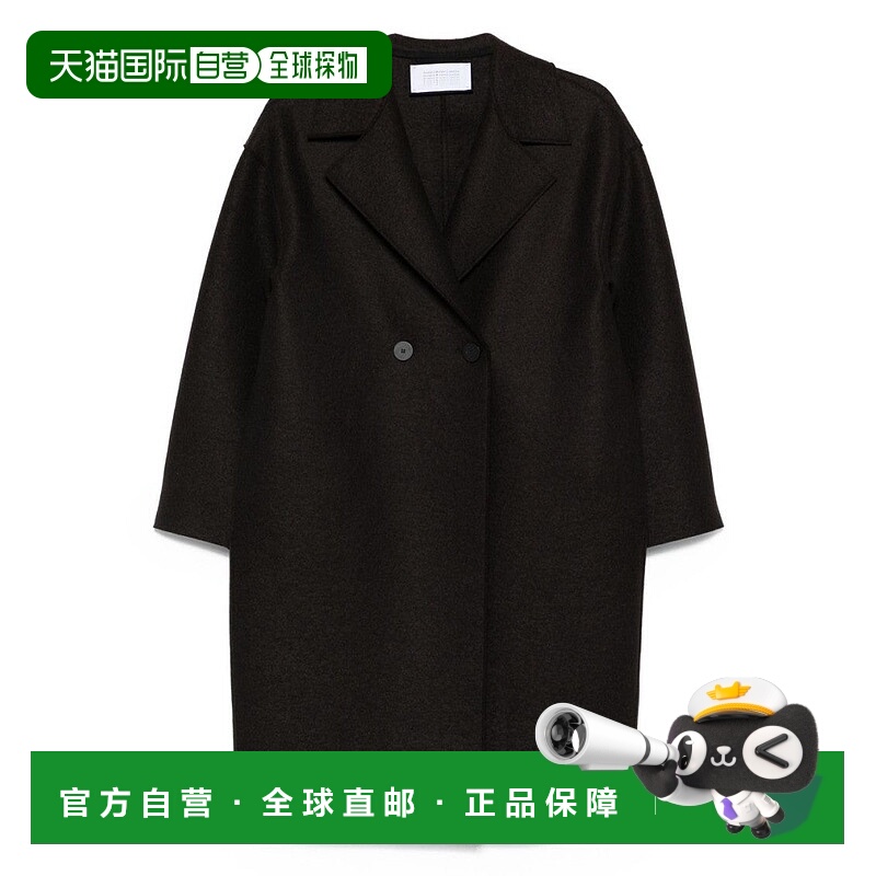 自营harris wharf londonDouble-Breasted Brown Virgin Wool Coa