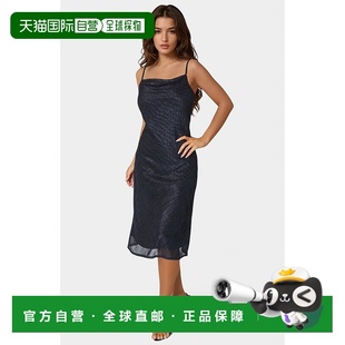 Pleat Cowl Midi 自营Bebe navy Dress 美国奥莱直发 Women